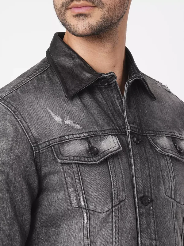 ROOKIES CLASSIC COTTON DENIM JACKET: FULL SLEEVE SLIM FIT GREY JACKET - Image 2