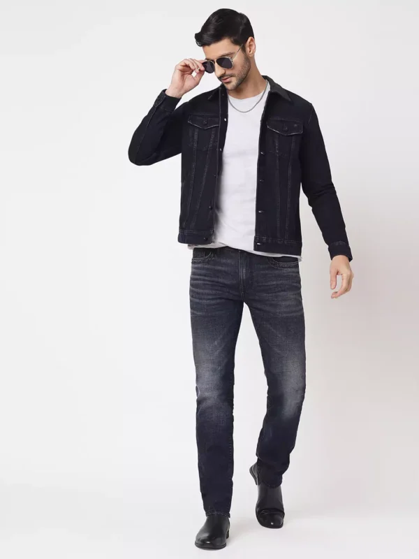 ROOKIES CLASSIC COTTON DENIM JACKET: FULL SLEEVE SLIM FIT DARK BLUE JACKET - Image 4