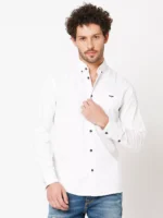 ROOKIES Men's Comfortable and Stylish Slim-Fit Cotton Spandex Solid Casual Shirt