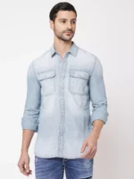 ROOKIES Denim Elegance Men's Slim Fit Cotton Linen Shirt with Full Sleeves