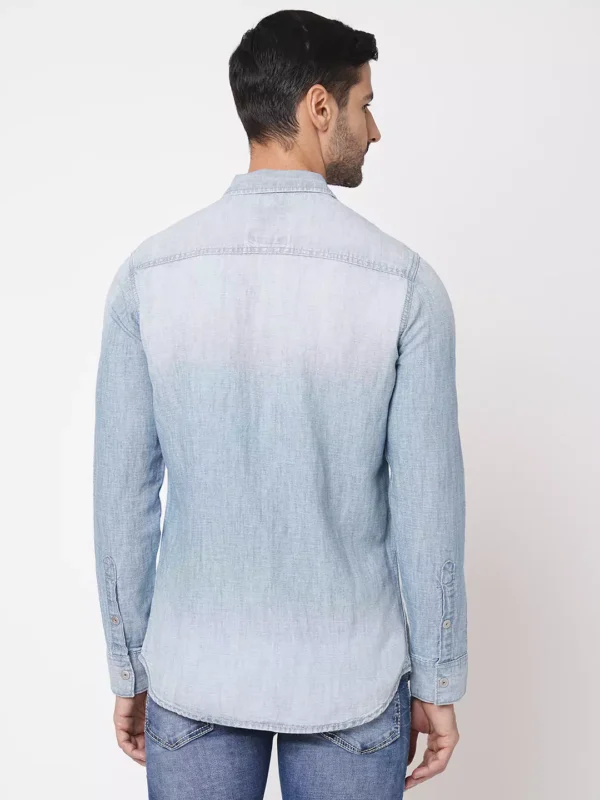 ROOKIES Denim Elegance Men's Slim Fit Cotton Linen Shirt with Full Sleeves - Image 4