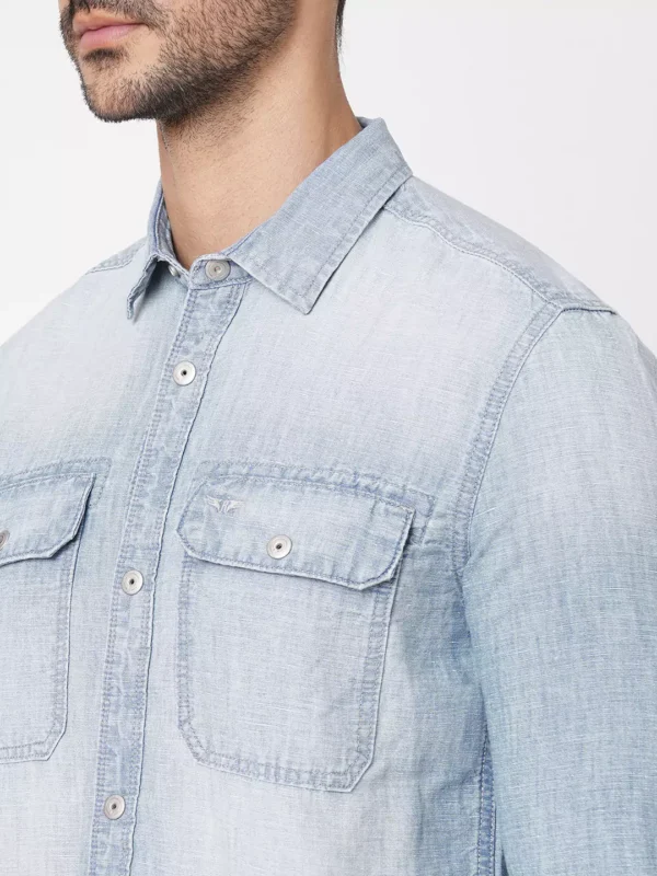 ROOKIES Denim Elegance Men's Slim Fit Cotton Linen Shirt with Full Sleeves - Image 2