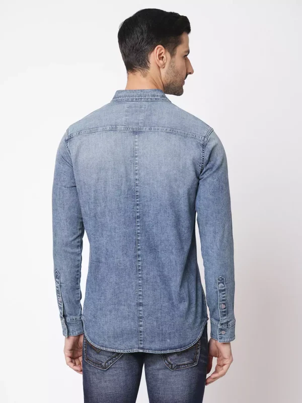 ROOKIES Denim Elegance Men's Slim Fit Full Sleeve Shirt - Cotton Polyester Elastane Blend - Image 3