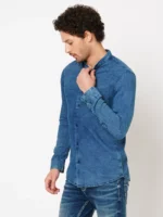 ROOKIES Denim Elegance Men's Slim Fit Full Sleeve Shirt - Cotton Polyester Elastane Blend - Image 5