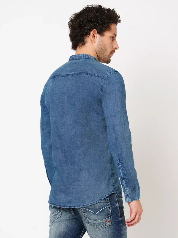 ROOKIES Denim Elegance Men's Slim Fit Full Sleeve Shirt - Cotton Polyester Elastane Blend - Image 3