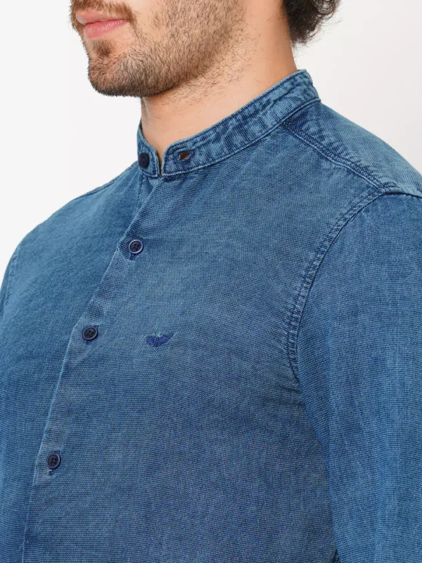 ROOKIES Denim Elegance Men's Slim Fit Full Sleeve Shirt - Cotton Polyester Elastane Blend - Image 2