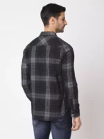 ROOKIES Elite Checks Elegance Men's Slim Fit Cotton Shirt/Black Grey Full Sleeve Check Shirt - Image 5
