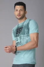 ROOKIES LIGHT TURQ HALF SLEEVE ROUND NECK TEE/TSHIRT FOR MEN