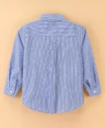 ToffyHouse Cotton Full Sleeves Shirt With Striped & Logo Embroidery Print - Blue - Image 4