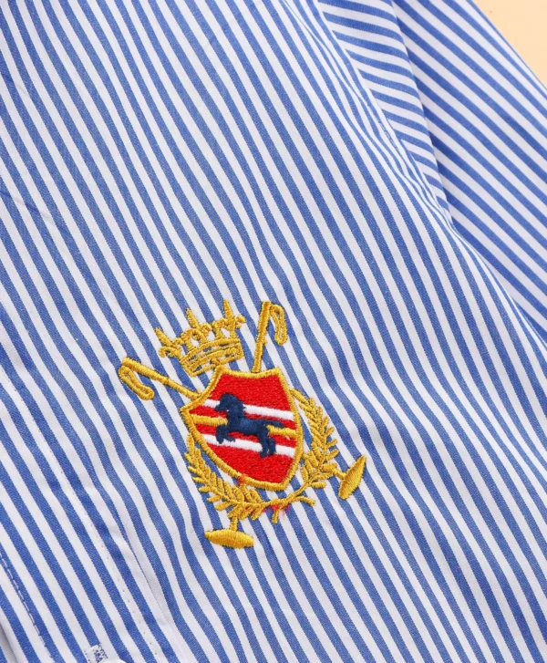 ToffyHouse Cotton Full Sleeves Shirt With Striped & Logo Embroidery Print - Blue - Image 3