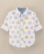 ToffyHouse 100% Cotton Full Sleeve Shirt Printed - White