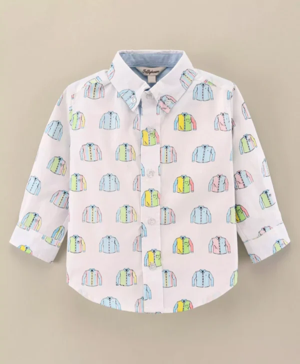 ToffyHouse 100% Cotton Full Sleeve Shirt Printed - White - Image 4