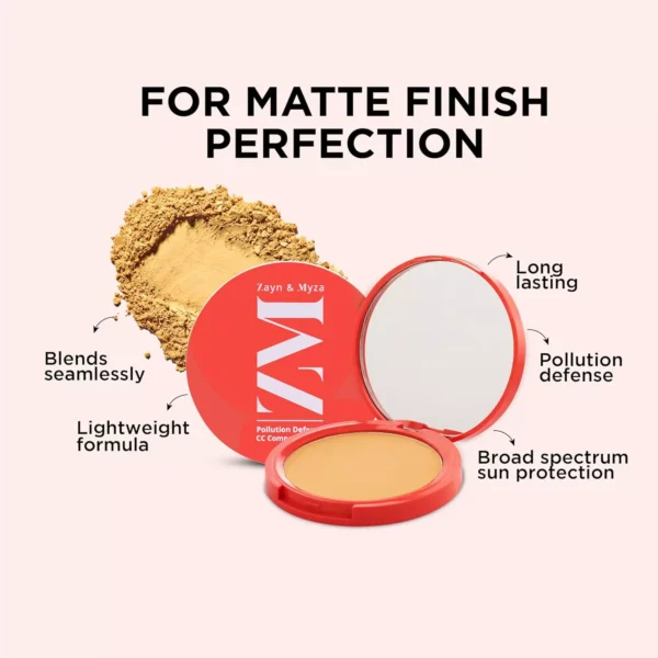 ZM Pollution Defense CC with SPF 30 Compact, Matte Finish, Vegan, Pure Porcelain, 9 Gm - Image 5