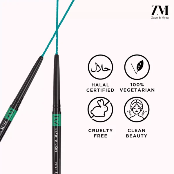 ZM Blink It Kajal, long lasting, Smudge proof, Waterproof With Rosehip Oil, Intense Green, 3.2 gm - Image 3