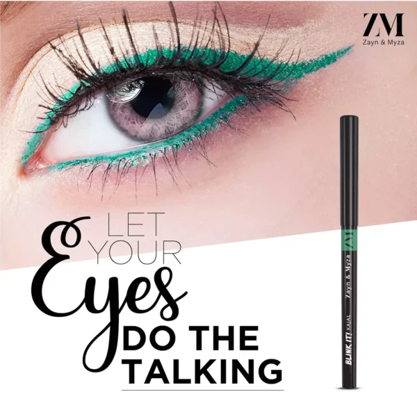 ZM Blink It Kajal, long lasting, Smudge proof, Waterproof With Rosehip Oil, Intense Green, 3.2 gm - Image 2