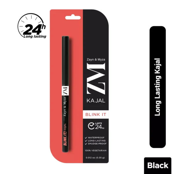 ZM Zayn & Myza Blink It Kajal - 24 hour long lasting, Smudge proof, Waterproof With Rosehip Oil, Jet Black, 0.35 g - Image 2