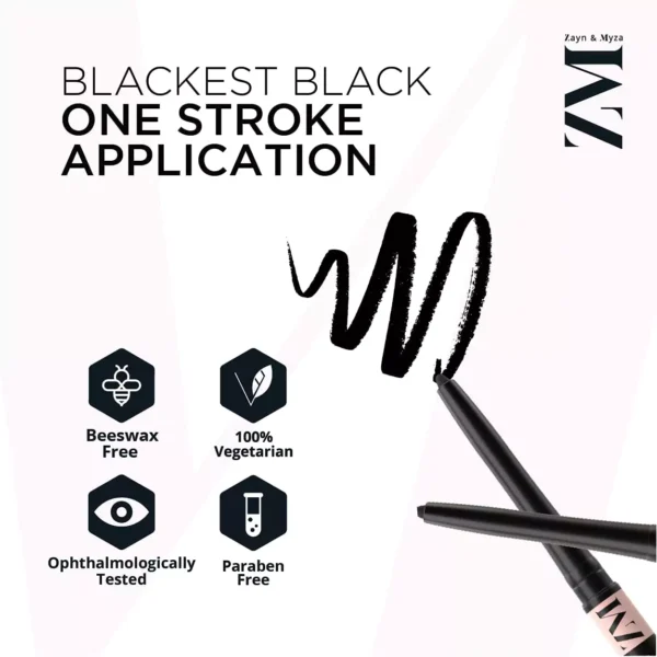 ZM Zayn & Myza Blink It Kajal - 24 hour long lasting, Smudge proof, Waterproof With Rosehip Oil, Jet Black, 0.35 g - Image 5