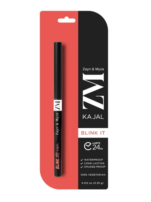 ZM Zayn & Myza Blink It Kajal - 24 hour long lasting, Smudge proof, Waterproof With Rosehip Oil, Jet Black, 0.35 g