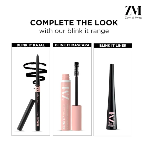 ZM Zayn & Myza Blink It Kajal - 24 hour long lasting, Smudge proof, Waterproof With Rosehip Oil, Jet Black, 0.35 g - Image 8