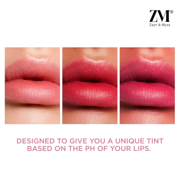 ZM Zayn & Myza My Hue pH Lip Tint | Glossy Finish | Enriched with Argan Oil & Vitamin E | Transfer Proof | Long Lasting, Moisturizing & Vegan Tint | Paraben Free Pink Liptint, 3.2 g - Image 5