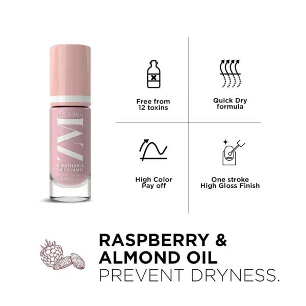 zm-nail-enamel-18-4-65cde39fa26dd ZM Zayn & Myza Breathable Nail Enamel - Mauve Cheesecake | Smooth Application | Quick-Drying I Longlasting I Chip-Defiant I Water Permeable | Glossy Finish | 100% Vegan, 6 ml - Image 4