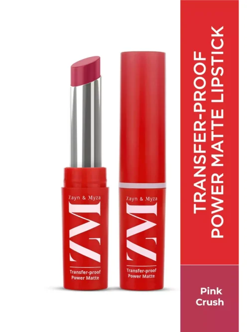 ZM Zayn & Myza Transfer-Proof Power Matte Bullet Lipstick (Vegan, 3.2 g) (Pink Crush)