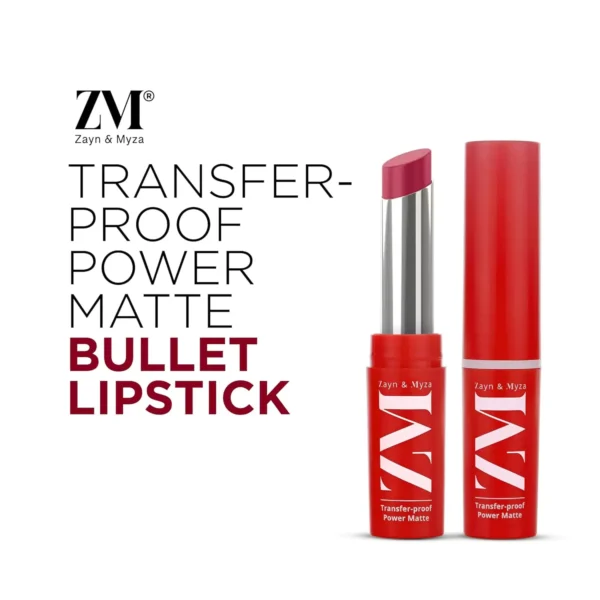 ZM Zayn & Myza Transfer-Proof Power Matte Bullet Lipstick (Vegan, 3.2 g) (Pink Crush) - Image 2