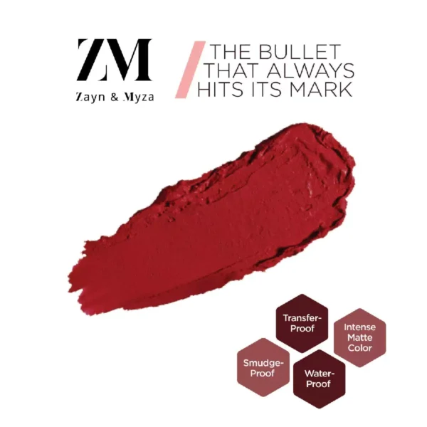 ZM Transfer-Proof Power Matte Bullet Lipstick, Vegan, 3.2 g (Tangerine Delight) - Image 2