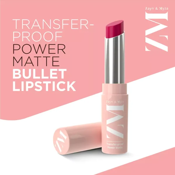ZM Transfer-Proof Power Matte Bullet Lipstick, Vegan, 3.2 g (Fuchsia Hype) - Image 3
