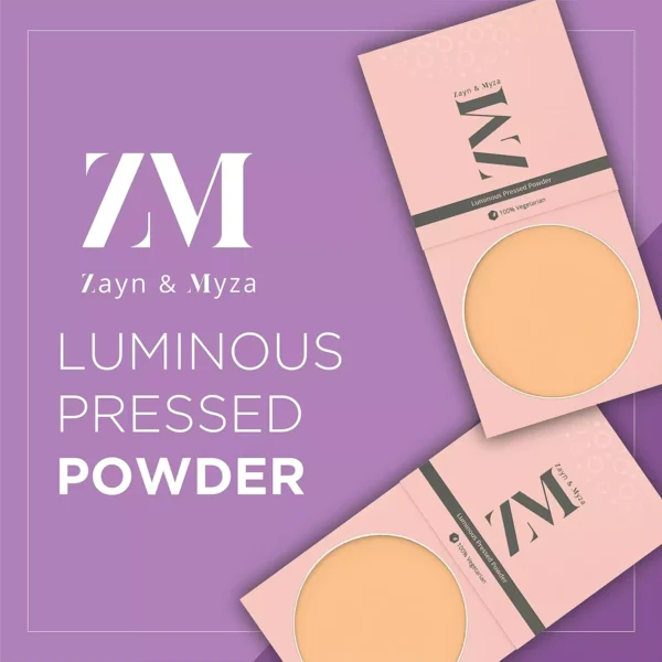 ZM Zayn & Myza Luminous Pressed Powder Sheer Compact, Non Oily Matte Finish, Lightweight, Blends effortlessly & Hides imperfections, Ultra Fine Powder, Matte Finish, Color Correcting, Cruelty Free, 9 g - Image 4
