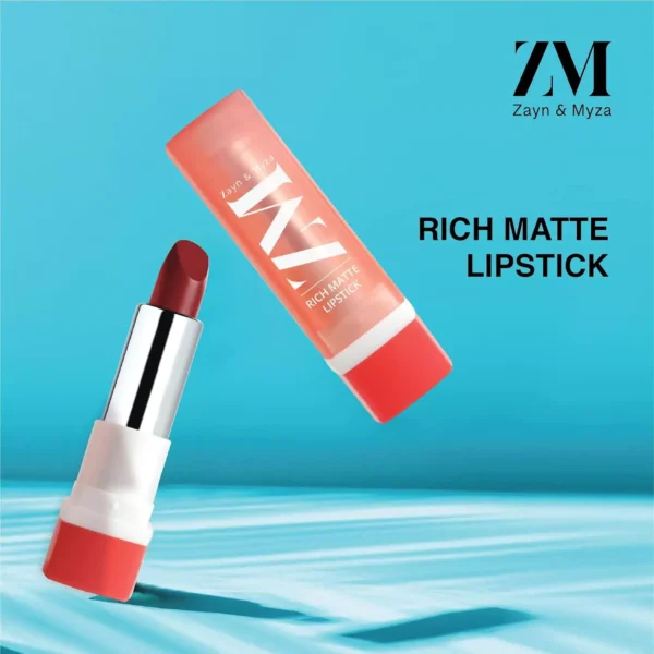ZM Zayn & Myza Rich Matte Lipstick, Smooth and Light Weight, Intense Color in one Swipe, High Pigmentation Bullet Lip Stick Enriched with Argan oil, Murumuru and Shea Butter, 4.2 g (Mellow Drama) - Image 3