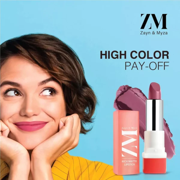 zm-rich-matte-lipstick-5-4-65cca9737f017 ZM Rich Matte Creamy Bullet Lipstick, Trend Setter, 4.2 G - Image 4