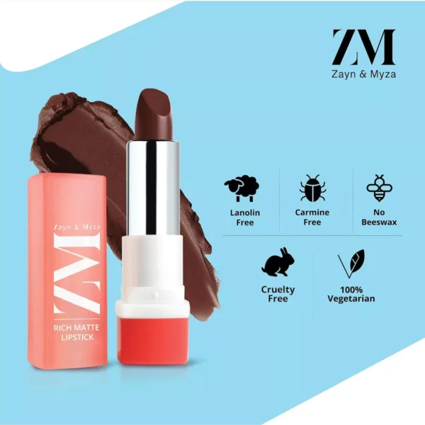 zm-rich-matte-lipstick-6-5-65ccaa277f91f ZM Rich Matte Creamy Bullet Lipstick, Influencer, 4.2 G - Image 3