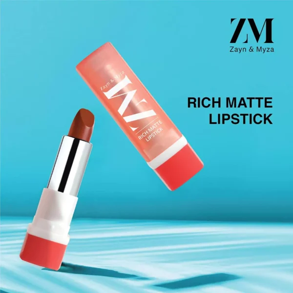 ZM Zayn & Myza Rich Matte Lipstick | Smooth and Light Weight | Intense Color in one Swipe | High Pigmentation Bullet Lip Stick Enriched with Argan oil, Murumuru and Shea Butter, (4.2 g, Forbidden) - Image 5