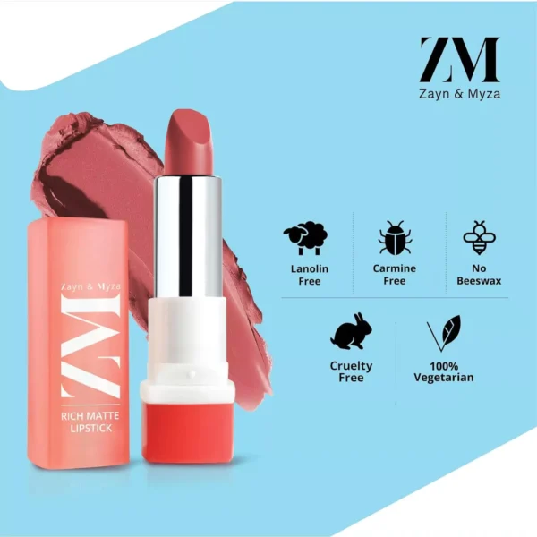 zm-rich-matte-lipstick-8-5-65ccab43704e8 ZM Rich Matte Creamy Bullet Lipstick, Show Stopper, 4.2 G - Image 3