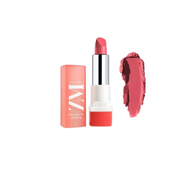 zm-rich-matte-lipstick-9-2-65ccabc7131de ZM Zayn & Myza Rich Matte Lipstick | Smooth and Light Weight | Intense Color in one Swipe | High Pigmentation Bullet Lip Stick Enriched with Argan oil, Murumuru and Shea Butter, (4.2 g, Fashionista) - Image 7