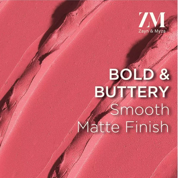 zm-rich-matte-lipstick-9-6-65ccabce69bf5 ZM Zayn & Myza Rich Matte Lipstick | Smooth and Light Weight | Intense Color in one Swipe | High Pigmentation Bullet Lip Stick Enriched with Argan oil, Murumuru and Shea Butter, (4.2 g, Fashionista) - Image 2