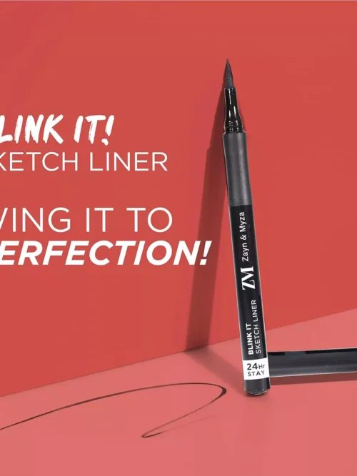 ZM Sketch Eyeliner, Flexi-tip Applicator, Quick-drying Formula, Long-lasting Eye Makeup, Jet Black, 1.6ml