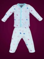 LEANDRO & REUBEN Baby Clothes Set Full Sleeve Jhabla 100% Pure Cotton Top Bottom Set for New Born Baby Night Suit for Baby Boy's & Baby Girl's Sleepsuit Pajama Nightwear Gift Set