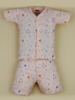 Toddler Baby Boy Clothes Half Sleeve Printed Crewneck T-Shirt Top + Solid Drawstring Pants Set Infant Fall Outfits Cream