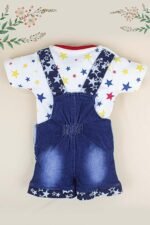 Kids Half Sleeve Denim Dungaree Dress Set with T-shirt for Baby Boys & Baby Girls|100% Cotton Printed Dungaree Set|Kids Dress for Baby Boys and Baby Girls - Image 2