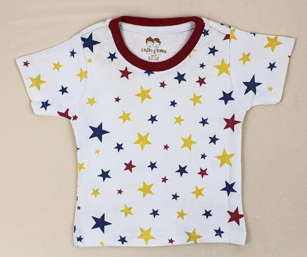 Kids Half Sleeve Denim Dungaree Dress Set with T-shirt for Baby Boys & Baby Girls|100% Cotton Printed Dungaree Set|Kids Dress for Baby Boys and Baby Girls - Image 3