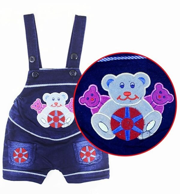 Kids Half Sleeve Denim Dungaree Dress Set with T-shirt for Baby Boys & Baby Girls|100% Cotton Printed Dungaree Set|Kids Dress for Baby Boys and Baby Girls - Image 4
