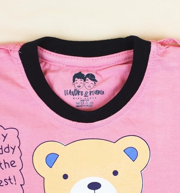 Kids Half Sleeve Denim Dungaree Dress Set with T-shirt for Baby Boys & Baby Girls|100% Cotton Printed Dungaree Set|Kids Dress for Baby Boys and Baby Girls - Image 2