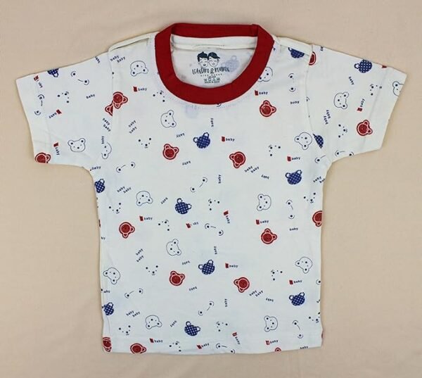 Kids Half Sleeve Denim Dungaree Dress Set with T-shirt for Baby Boys & Baby Girls|100% Cotton Printed Dungaree Set|Kids Dress for Baby Boys and Baby Girls - Image 2