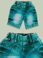 Soft Cotton Round Neck Half Sleeve Multi Colour T-Shirt with Half Denim Pant Clothing Set for Kids - Image 4
