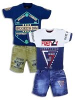 Cotton Half Sleeve T-Shirt With Denim Short PACK OF 2