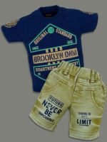 Cotton Round Neck Half Sleeve T-Shirt With Denim Short Clothing Set for Kids Half Pant For Boys Boys Tees Combo_Navy Blue - Image 5