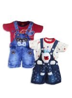 Kids Half Sleeve Denim Dungaree Dress Set PACK OF 2