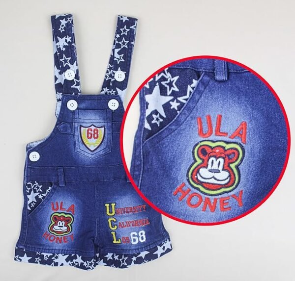 Kids Half Sleeve Denim Dungaree Dress Set with T-shirt for Baby Boys & Baby Girls|100% Cotton Printed Dungaree Set|Kids Dress for Baby Boys and Baby Girls - Image 4